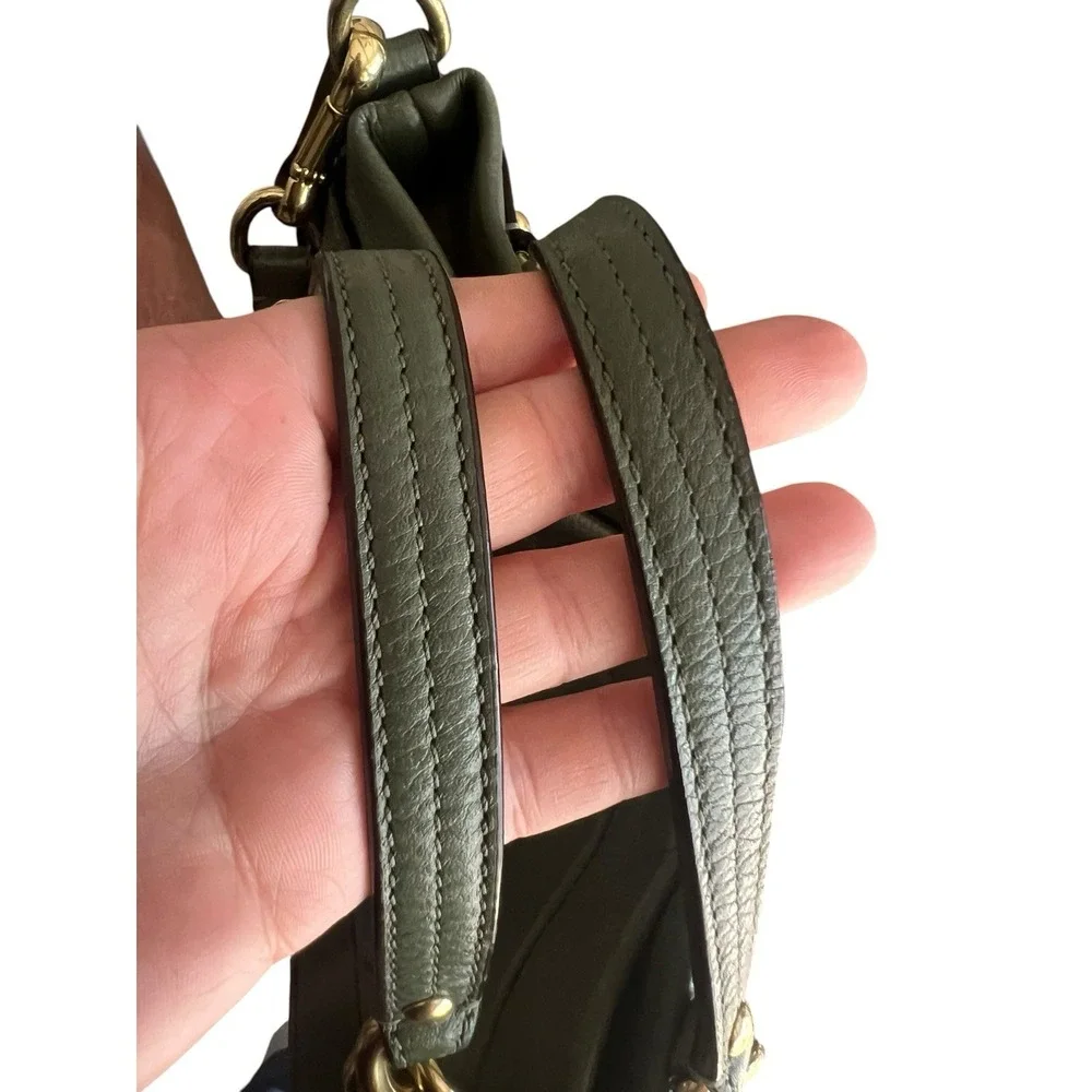 Coach Soft Pebbled Leather Green Shoulder‎ Bag Brooke H1194-F17165 Gold Accents